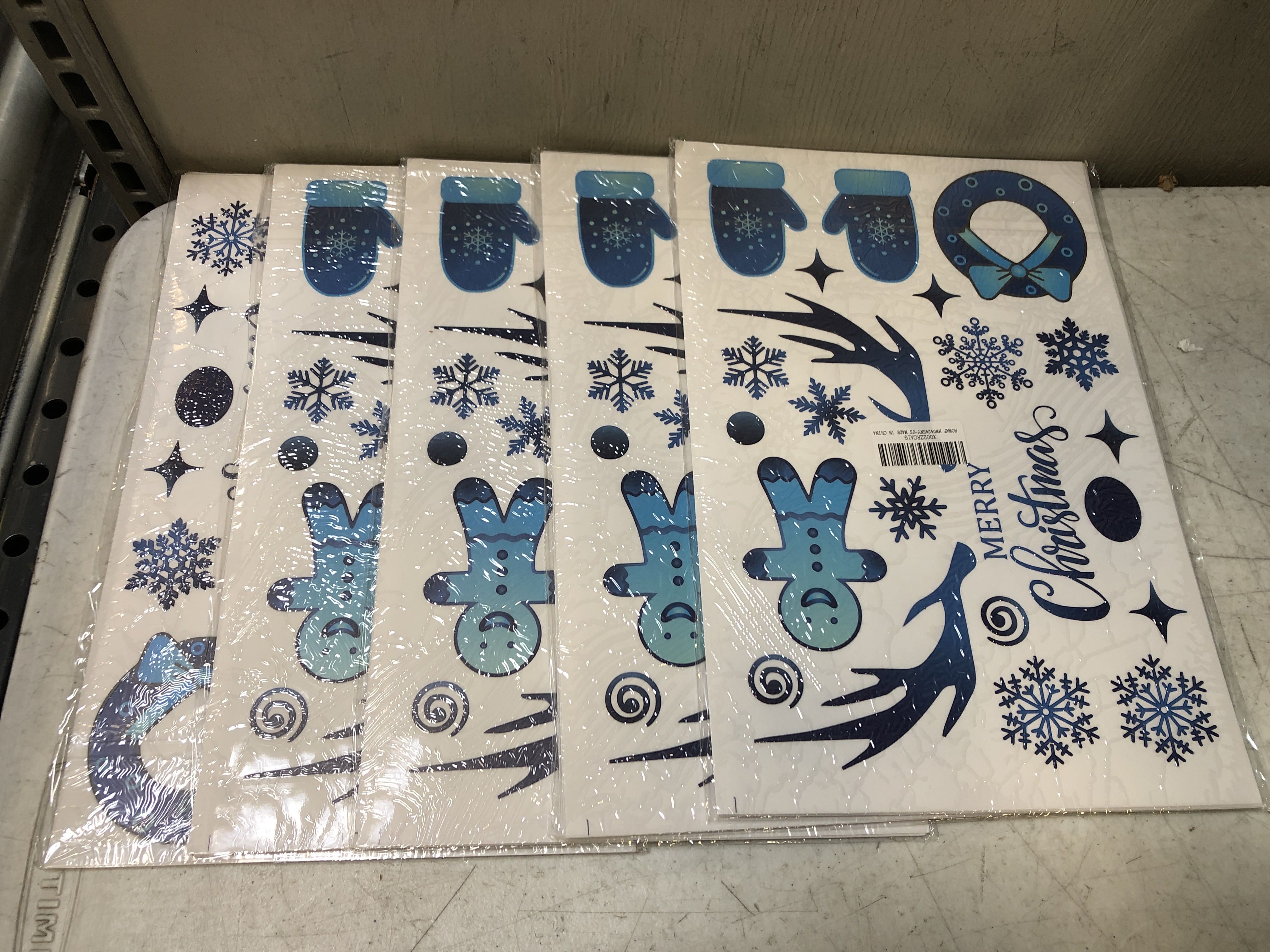 Photo 1 of 5x HOWAF Christmas Snowflakes Clings Decoration Set 9 Sheets Blue Christmas Theme Window Stickers Window Snowflakes Stickers for Christmas New Year Party Decoration
