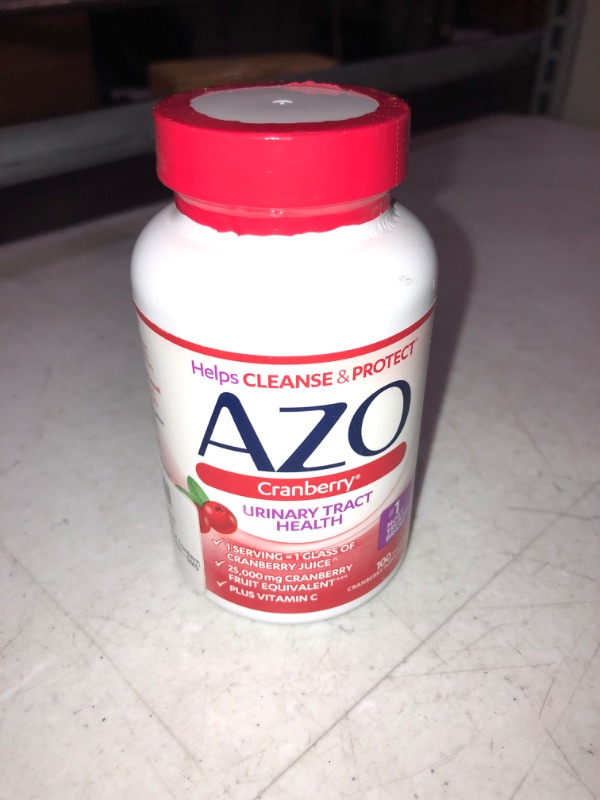 Photo 2 of AZO Cranberry Urinary Tract Health Supplement, 1 Serving = 1 Glass of Cranberry Juice, Sugar Free Cranberry Pills, Non-GMO 100 Softgels 100 Count, EXP 06/23