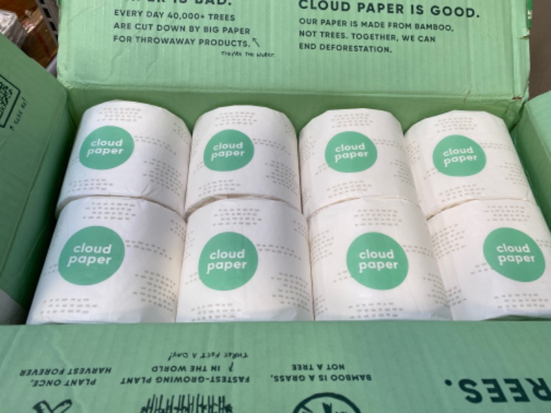 Photo 2 of Cloud Paper Bamboo Toilet Paper - 24 Rolls of Environmentally-Friendly Toilet Paper, 3-ply, 350 sheets per roll - Soft and Strong, FSC-Certified, Elementally Chlorine-Free, Plastic-Free, Vegan