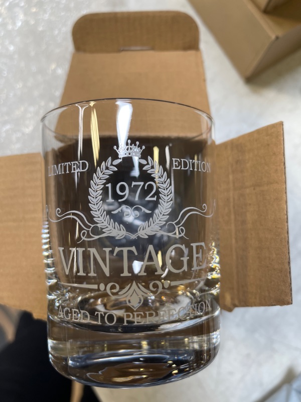 Photo 2 of 50th Birthday Gifts for Men 1972 Vintage Whiskey Glasses - Unquie Gift for Men, Dad, Mom, Husband, Him, Friends Turning 50, 50th Birthday Gift Ideas for Men from Daughter, Kids, Wife, Son, 11 oz