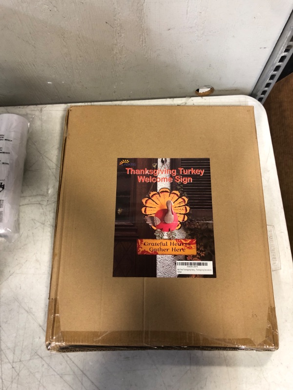 Photo 1 of MorTime Thanksgiving Hanging Turkey Wall Decor Welcome Sign, 15" Metal Hanging Turkey Art Door Wall Sculpture, Harvest Turkey Decor for Home Office Thanksgiving Decorations