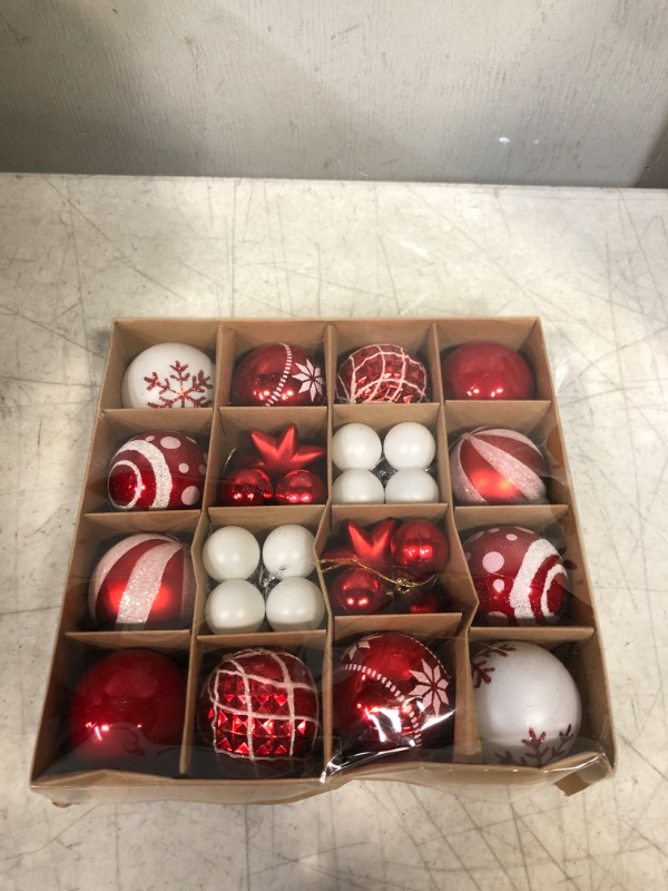 Photo 2 of 42Pcs Christmas Ornaments Balls WateBac , Set Decorations Balls for Xmas Tree Balls, Hanging Ball for Holiday, Wedding, Party (21Red & 21White)

