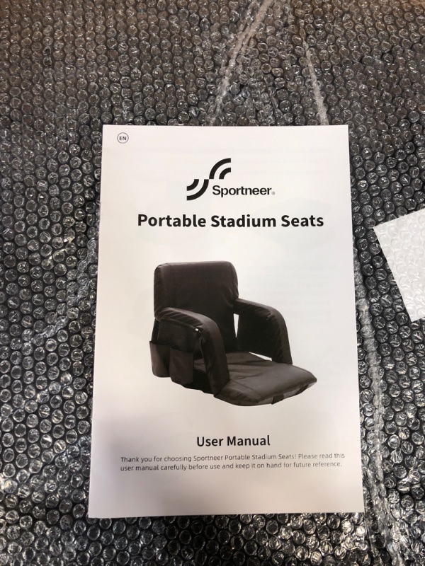 Photo 3 of Sportneer Stadium Seats for Bleachers, 2 Pack Wide Bleacher Seats with Back Support 6 Reclining Positions, Portable Folding Stadium Chairs with Thick Padded Cushion Armrests for Sport Events Black Regular - 20.5"0