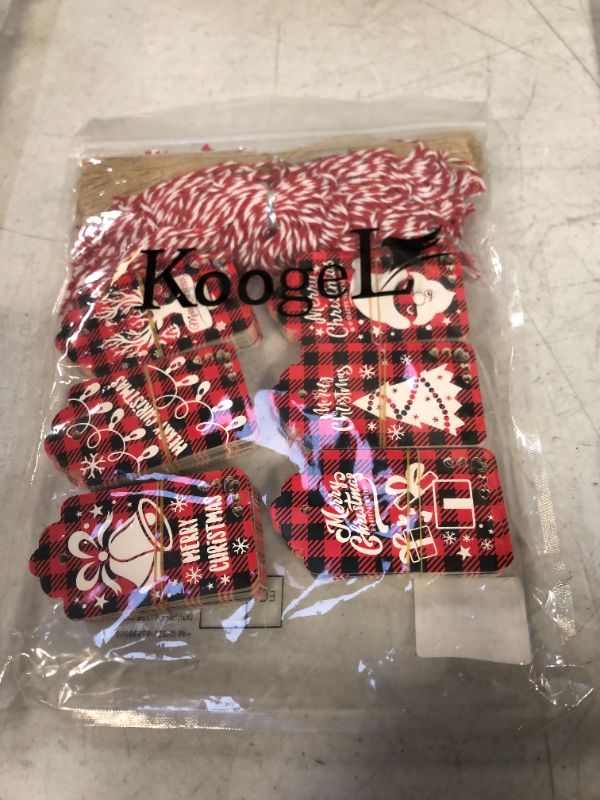 Photo 2 of Koogel 180 Pcs Christmas Tags, Christmas Checked Gift Tags Christmas Gift Tags Xmas Paper Tags for DIY Christmas Holiday Gift Wrapping Stamp Label Packaging Business Card Red/Black