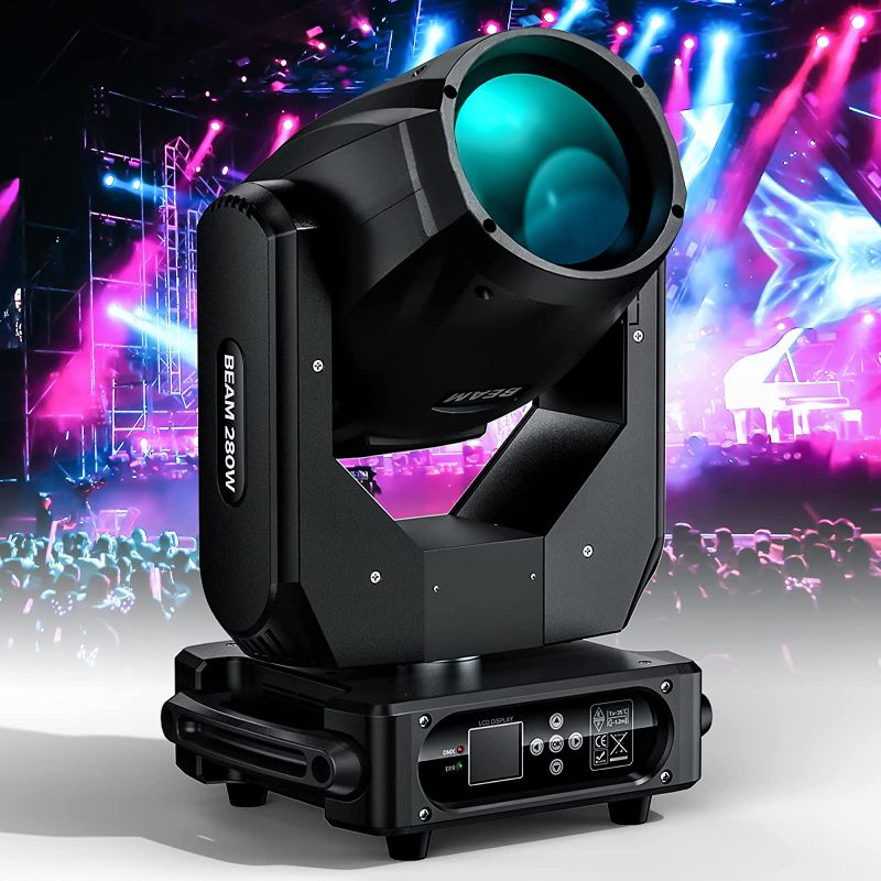 Photo 1 of 280W Moving Head Lights, WZYBUTA 10R Beam Stage Lights DJ Lights 17 Gobos 15 Colors 16CH Rainbow Effect High Brightness Spotlights DMX512 Sound Activtaed, for Bar Stage DJ Disco Wedding Club Lighting
