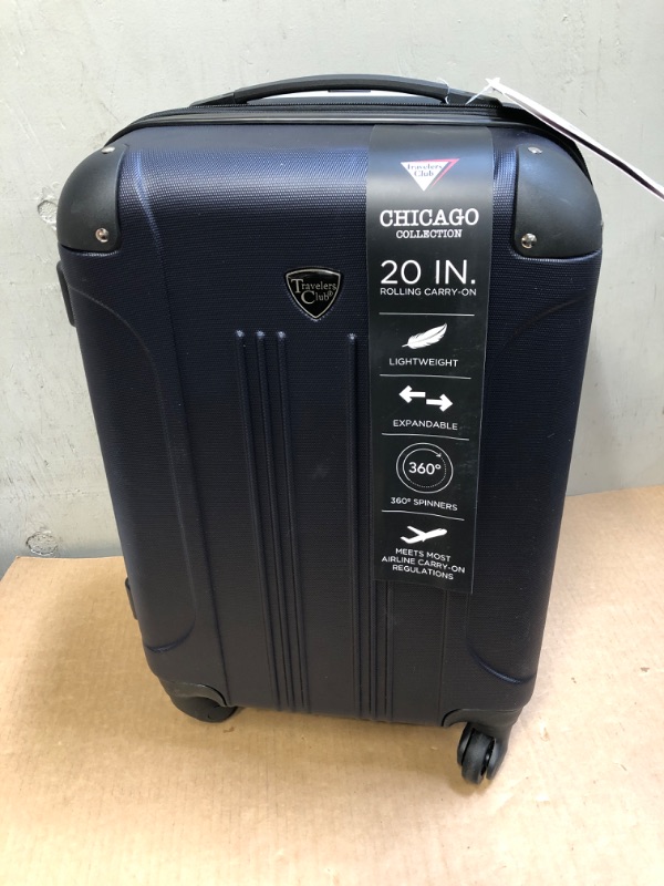 Photo 2 of 20in---Travelers Club Chicago Hardside Expandable Spinner Luggage, Navy Blue, 20" Carry-On Navy  