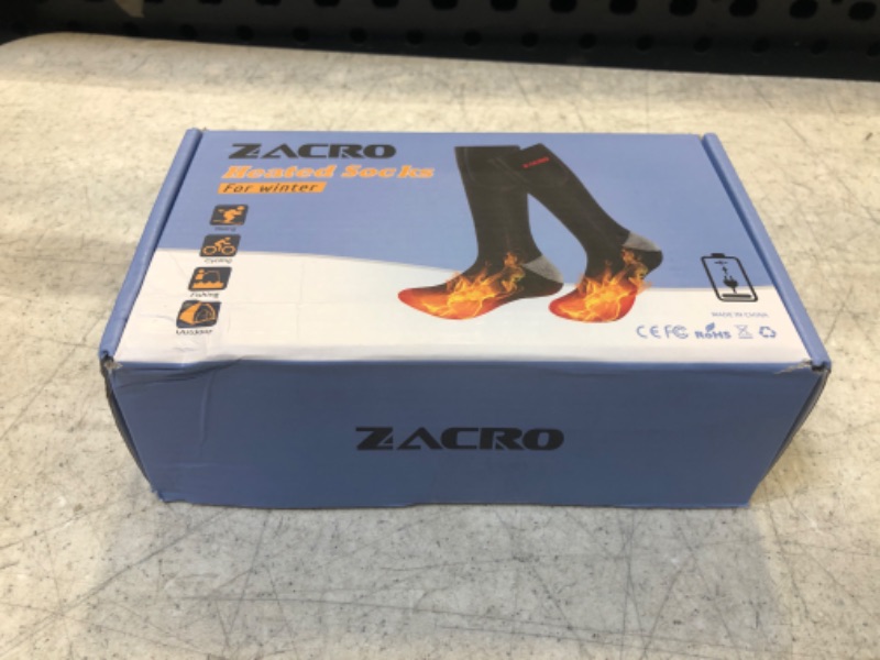 Photo 2 of 1Zacro Heated Socks for Men & Women- 5000 mAh Battery Powered Electric Socks with Wash Bag, Battery Thermal Foot Warmer, Rechargeable Heating Socks for Hunting, Skiing, Hiking 2
