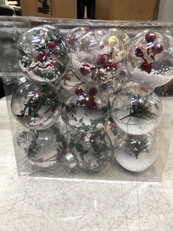 Photo 3 of 20 Pcs 3.15'' and 2.36'' Christmas Bulb Ornaments Shatterproof Clear Plastic Christmas Ornaments, Snow Filling Ball Ornaments for Christmas Holidays, Party Decoration, Tree Ornaments, and Events