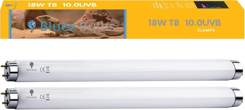 Photo 1 of 2 Pack 18W-Watt T8 Reptile Light Desert UVA UVB 10.0 Fluorescent Tube - 24" Terrarium Hood Light Suitable for Desert Reptile Lizards Bearded Dragons & More Promotes Natural Behavior UVB Bulb (24 Inch)
