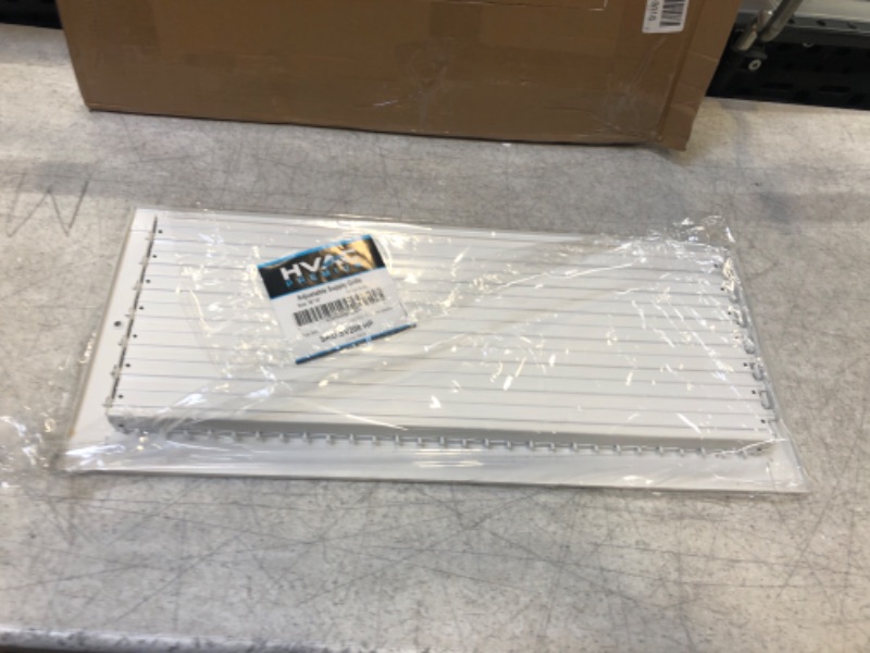 Photo 2 of 20" X 8" Adjustable AIR Supply Diffuser - HVAC Vent Cover Sidewall or Ceiling - Grille Register - High Airflow - White [Outer Dimensions: 21.75" w X 9.75" h] 20 X 8 White