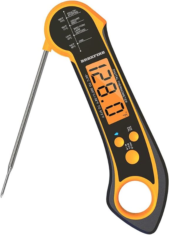 Photo 1 of Digital Meat Thermometer for Cooking Waterproof Instant Read Food Thermometer with Backlight, Built-in Magnet, Calibration, and Long Foldable Probe for Kitchen Deep Fry Grill BBQ Candy