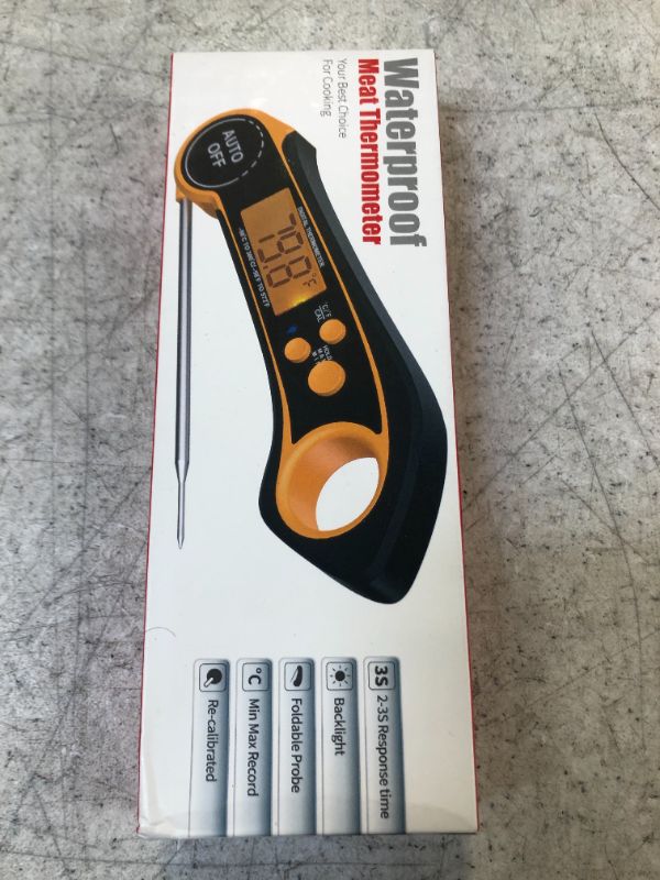 Photo 2 of Digital Meat Thermometer for Cooking Waterproof Instant Read Food Thermometer with Backlight, Built-in Magnet, Calibration, and Long Foldable Probe for Kitchen Deep Fry Grill BBQ Candy