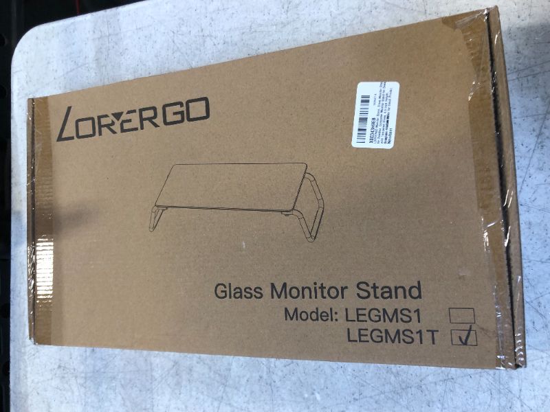 Photo 2 of Glass Monitor Stand, Monitor Stand for Desk, Clear Monitor Stand with Tempered Glass, Glass Monitor Stand Riser for Monitor/Laptop/Printer, 4.7 inch Height- LORYERGO