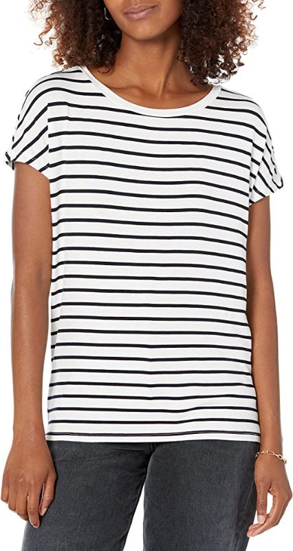 Photo 1 of Amazon Essentials Women's Jersey Standard-Fit Short-Sleeve Boat-Neck T-Shirt SIZE M 