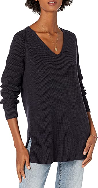 Photo 1 of Goodthreads Women's Cotton Shaker Stitch Deep V-Neck Sweater SIZE XL
