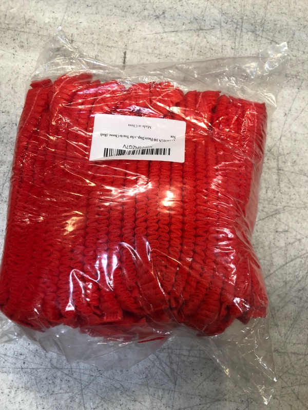 Photo 2 of A+ DESIGN 100 Pieces Disposable Non-Woven Clip Caps Mob caps hairnets Head Cover, 21", with 6 Colors for You to Choose. (Red)