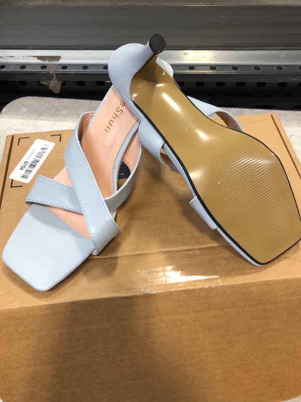 Photo 1 of ComeShun Women Low Kitten Heel Mules Cross Strap Slide On Sandals Square Toe Dress Pumps - Size 40 ( 7 )