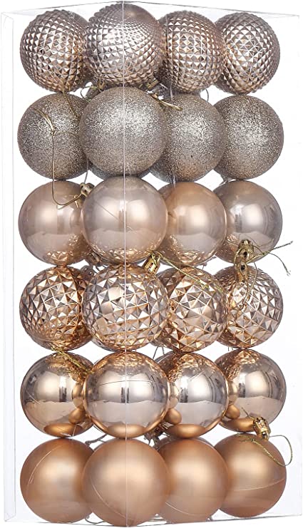 Photo 1 of 2.36" Christmas Ball Ornaments - 36Pcs Shatterproof Christmas Tree Decorations with Hanging Loop for Xmas Holiday Party Decor (Champagne)