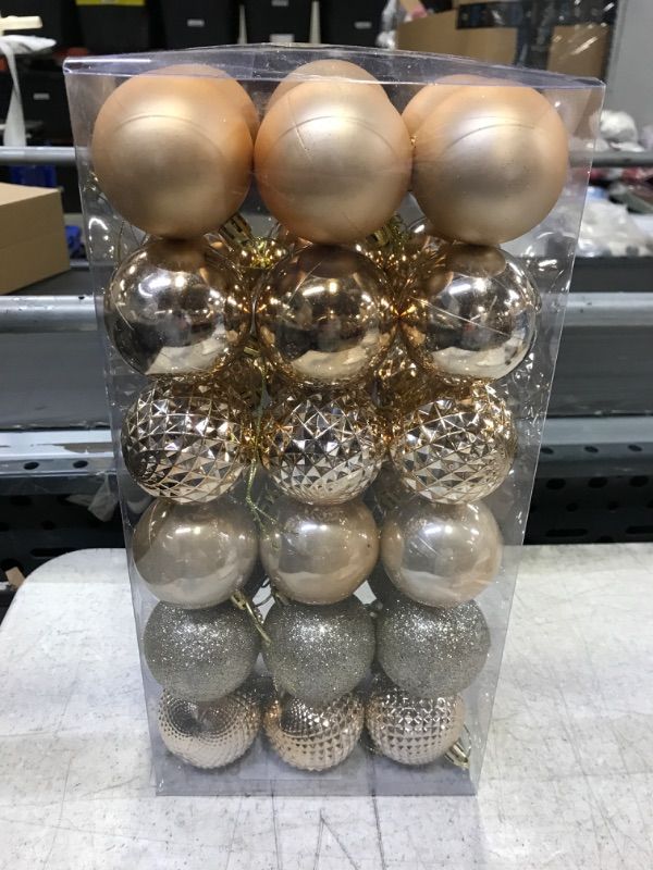 Photo 2 of 2.36" Christmas Ball Ornaments - 36Pcs Shatterproof Christmas Tree Decorations with Hanging Loop for Xmas Holiday Party Decor (Champagne)