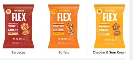Photo 1 of Popcorners Flex Protein Crisps, 20 Count
Buffalo  Flavored - Exp 07/04/2023
Cheddar & Sour Cream Flavored - Exp 06/20/2023
Barbecue Flavored - Exp Aug 15 2023