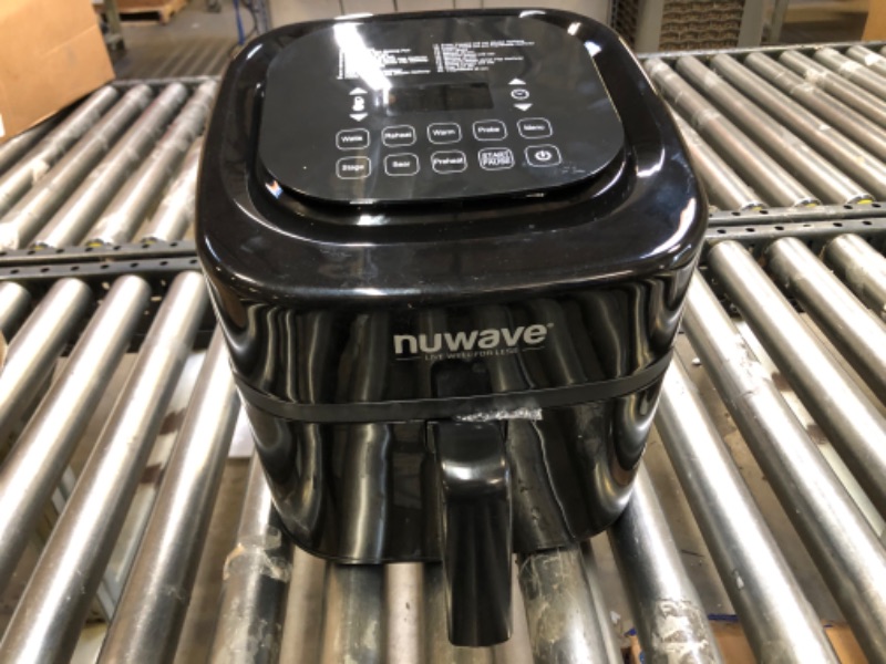 Photo 6 of Nuwave Brio 8-Qt Air Fryer, Powerful 1800W, Easy-to-Read Cool White Display, 50°-400°F Temp Controls, 100 Pre-Programmed Presets & 50 Memory Slots, Integrated Smart Thermometer, Linear T Technology