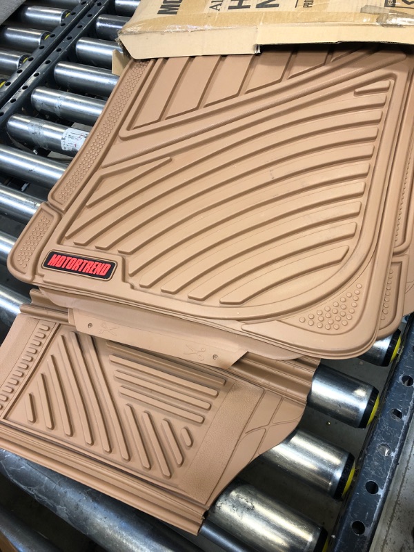 Photo 1 of Motor Trend 3-Row Heavy Duty Rubber Floor Mats & Liners for Car SUV Van, Front 2nd & 3rd Row Durable Polymerized Latex Full Interior Protection, Extra-High Ridgeline Design, Beige