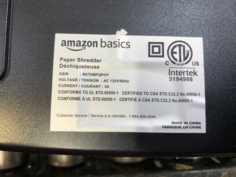 Photo 6 of Amazon Basics 12-Sheet Cross-Cut Paper and Credit Card Home Office Shredder 12 Sheet Shredder