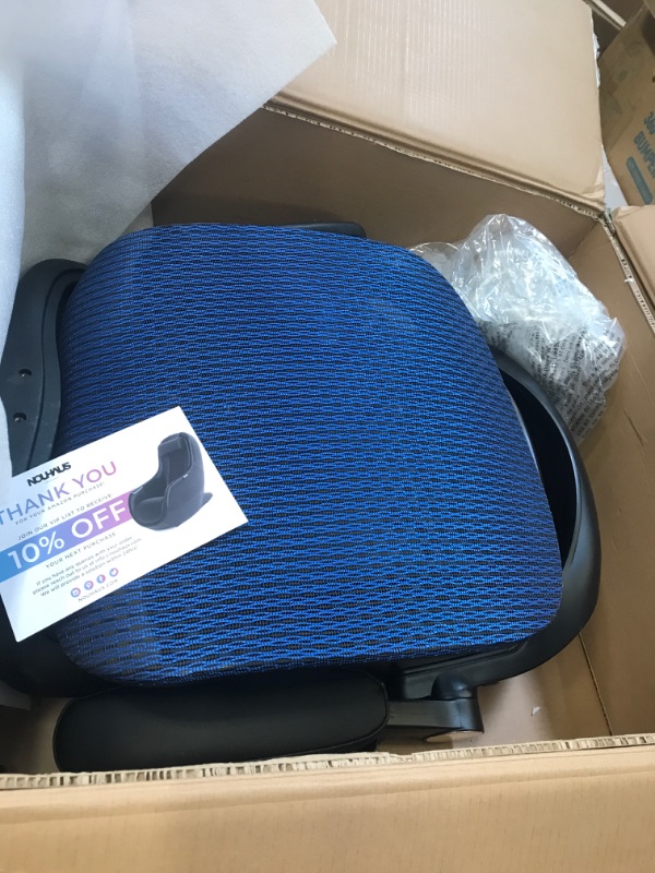 Photo 2 of **PARTS ONLY** NOUHAUS ErgoFlip Mesh Computer Chair - Rolling Desk Chair with Retractable Armrest and Blade Wheels Ergonomic Office Chair, Desk Chairs, Executive Swivel Chair, Reinforced Base (Blue)