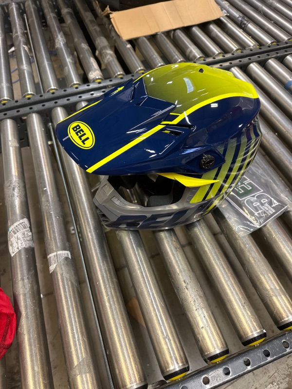 Photo 3 of BELL Moto-9S Flex Helmets (Sprint Matte/Gloss Dark Blue/Hi-Viz Yellow - X-Large) X-Large Sprint Matte/Gloss Dark Blue/ Hi-viz Yellow