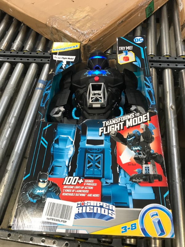 Photo 2 of Fisher-Price Imaginext DC Super Friends Batman Toy, 2 Feet Tall Robot Playset with Lights Sounds plus Batman Figure and 10 Pieces, Bat-Tech Batbot SCUFF MARKS ON HEAD 