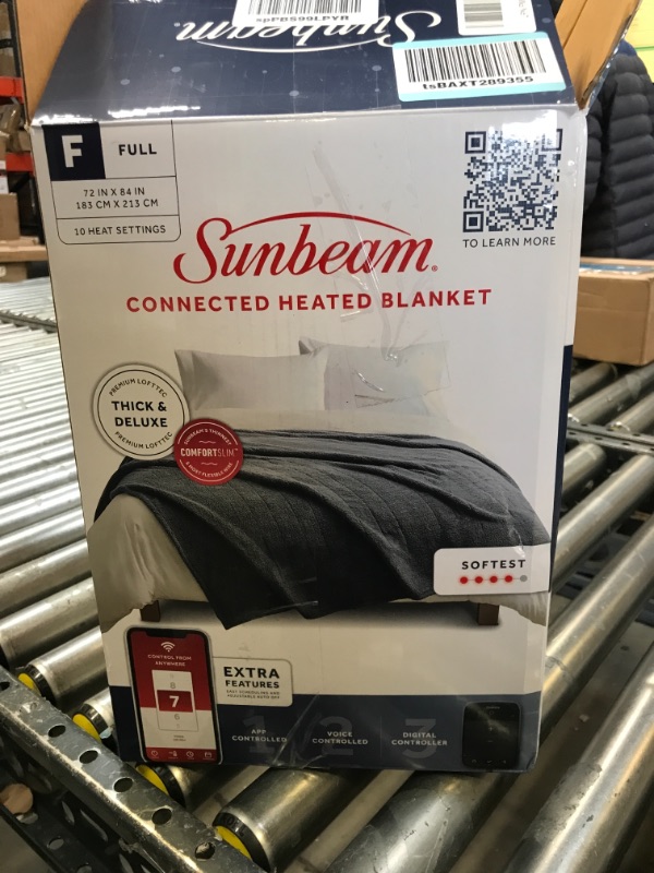 Photo 4 of Sunbeam LoftTec Wi-Fi Connected Heated Blanket, Electric Blanket, 10 Heat Settings, Full Size Full Slate Gray Solid