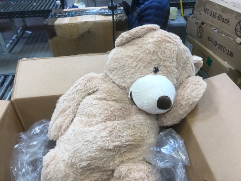 Photo 3 of DOLDOA Big Teddy Bear Stuffed Animals with Footprints Plush Toy for Girlfriend 51 inch (Brown)