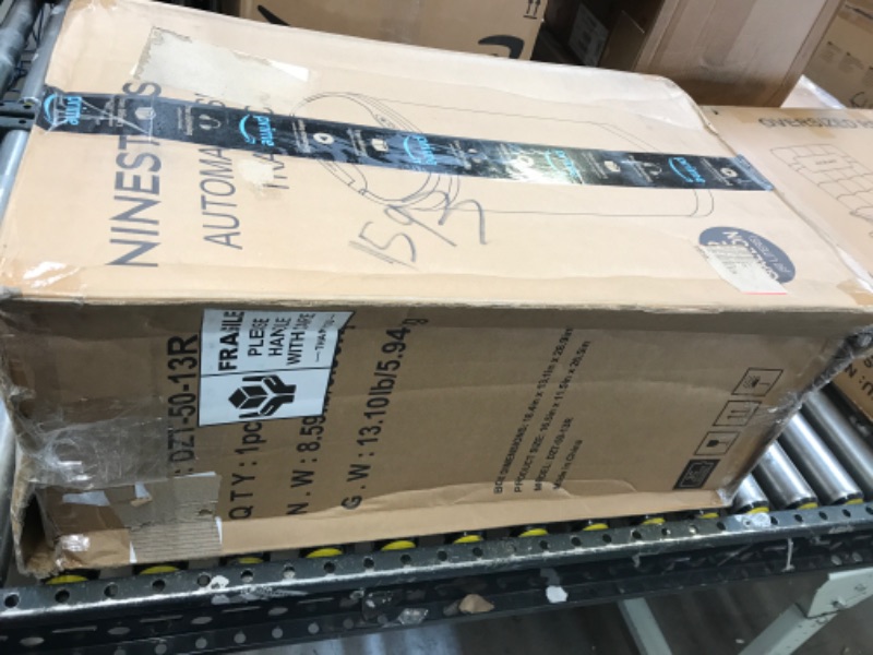 Photo 1 of NINESTARS DZT-50-13R Automatic Touchless Infrared Motion Sensor Trash Can/Recycler, 13 Gal 50L, Stainless Steel Base (Oval, Black/Silver Lid) 13 Gal Trash Can