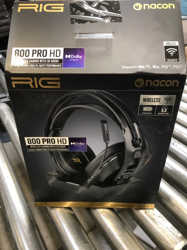 Photo 2 of RIG 800 PRO HD Wireless Headset and Multi-Function Base Station - Compatible with PC, Mac, PS5, PS4 - with Dolby Atmos 3D Surround Sound for Windows 10/11 PCs (NOT Compatible with Xbox) UNABLE TO TEST IF FUNTIONABLE 