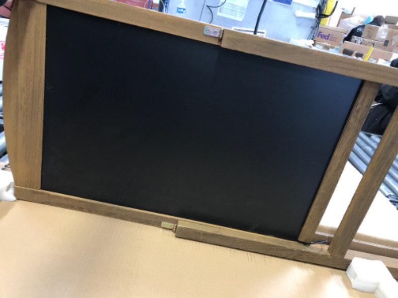 Photo 3 of BORWART LED Drawing Chalk Board: Large Double Sided Blackboard with Lights - Wooden Message Chalkboard Display with 15 Light Colors 4 Flashing Mode for Kids, Restaurant Menu, Bar, Celebration 39.4'' X 20.5'' - Double Sides