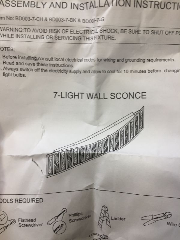 Photo 1 of 7 LIGHT WALL SCONCE 