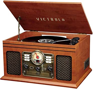 Photo 1 of Victrola Nostalgic 6-in-1 Bluetooth Record Player & Multimedia Center with Built-in Speakers - 3-Speed Turntable, CD & Cassette Player, FM Radio | Wireless Music Streaming | Mahogany
