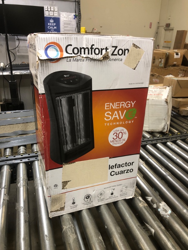 Photo 2 of Comfort Zone CZQTV007EBK 750/1,500-Watt Energy Save Digital Radiant Tower Heater with Overheat Sensor and Power Indicator Light, Black (FACTORY SEALED OPENED FOR PHOTOS)