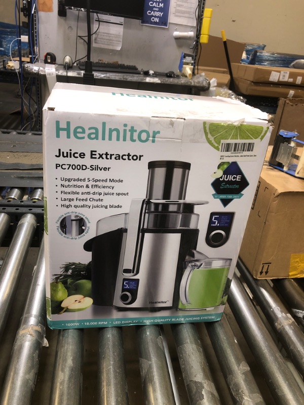 Photo 2 of 1000W 5-SPEED LCD Screen Centrifugal Juicer Machines Vegetable and Fruit, Healnitor Juice Extractor with Big Adjustable 3" Big Mouth, Easy Clean, BPA-Free, High Juice Yield, Silver (FACTORY SEALED OPENED FOR PHOTOS)