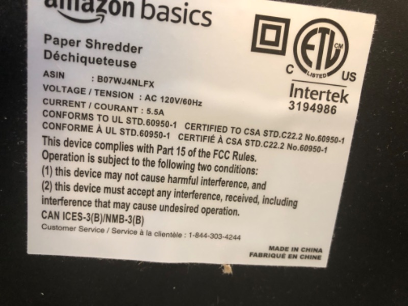 Photo 2 of Amazon Basics 24-Sheet Cross-Cut Paper, CD and Credit Card Home Office Shredder with Pullout Basket 24 Sheet Shredder