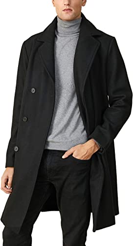 Photo 1 of Escalier Men's Wool Trench Coat Winter Long Jacket Single Breasted Slim Fit Warm Overcoat Business small 
