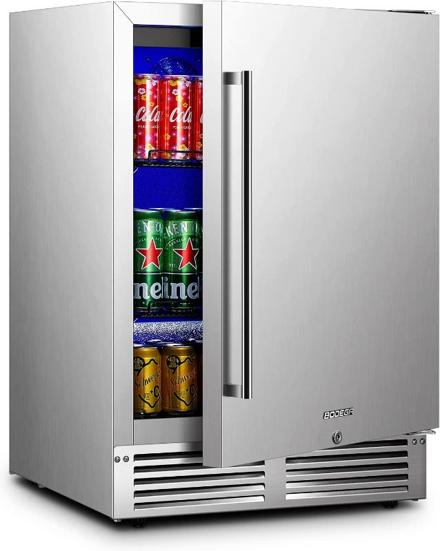 Photo 1 of BODEGA Outdoor Beverage Refrigerator, 164 Can Built-In or Freestanding 24 Inch Outdoor Fridge with Stainless Steel Door - For Home Bar Office Commercial Outdoor Indoor Use----factory sealed 
