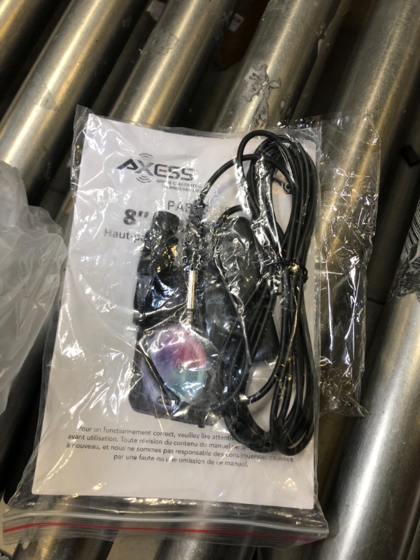 Photo 1 of Axess Portable Wireless Bluetooth Speaker — 8 Inch Woofer & 1.5" Tweeter, TWS Link+, Wireless Microphone FM Radio Aux USB and Mic Inputs, Stereo Sound System Speakers with LED Lights Model PABT6038
