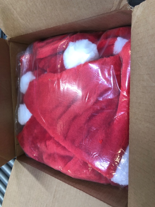 Photo 2 of JOYIN 12.5*20inch 12 Pack Premium Santa Hats, Plush Red Velvet Christmas Hats with White Cuffs for Christmas Holiday Favors and Party Supplies