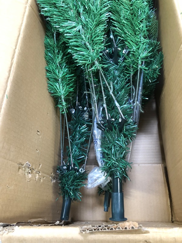 Photo 2 of 6Ft. Artificial Christmas Trees , Xmas Pine Tree, Unlit Hinged Cedar Xmas Tree w/Metal Stand, Artificial Christmas Tree 975 Branch Tips Polyethylene