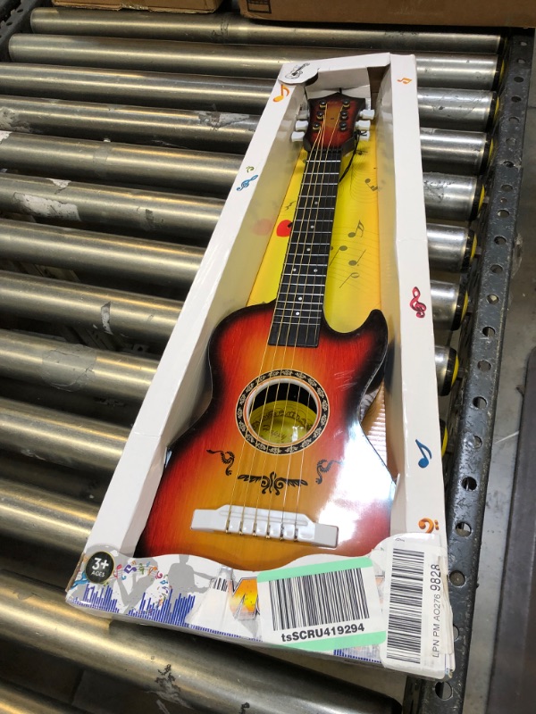 Photo 3 of Happy Tune 6 String Acoustic Guitar Toy for Kids with Vibrant Sounds and Tunable Strings (Cherry Sunburst)