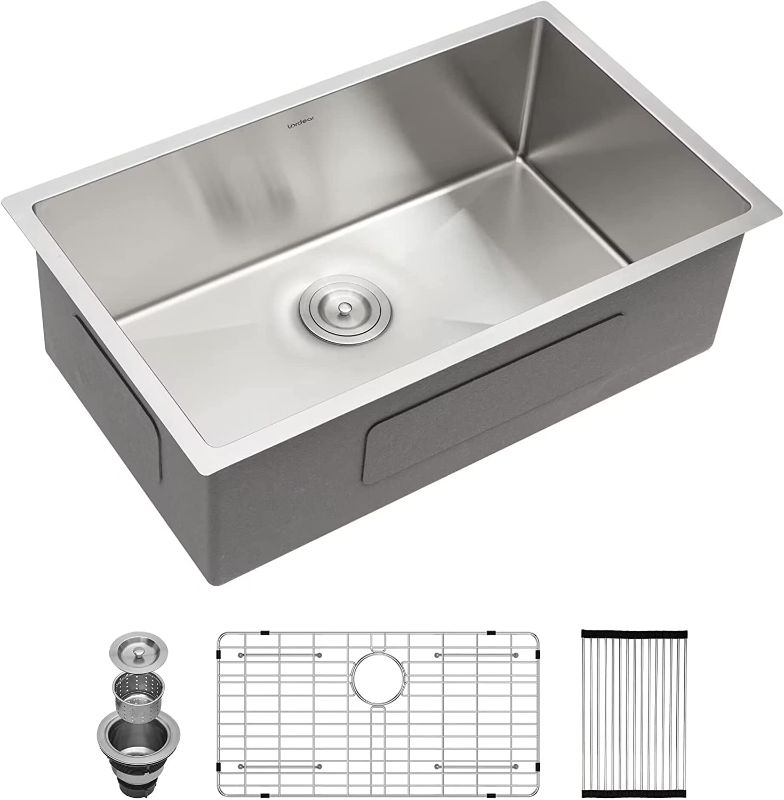 Photo 1 of 32 Undermount Kitchen Sink - Lordear 32x19x10 Inch Undermount Stainless Steel Kitchen Sinks 16 Gauge Single Bowl Under Counter Kitchen Sink Basin
