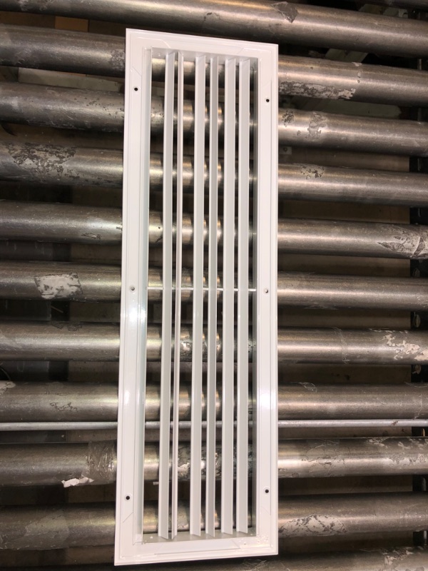 Photo 2 of 24"w X 6"h Aluminum Adjustable Return/Supply HVAC Air Grille - Full Control Horizontal Airflow Direction - Vent Cover - Wide Front End Overlap - Single Deflection [Outer Dimensions: 25.85"w X 7.85"h] 24x6