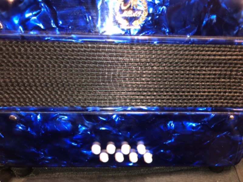 Photo 1 of 22 Key Piano Accordion 8 Bass Professional Button Reed Accordion Instrument for Beginner with Storage Bag(Blue)
