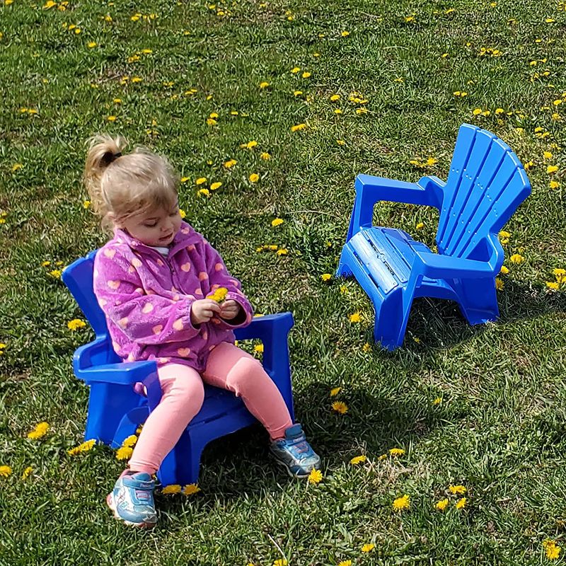 Photo 1 of American Plastic Toys Kidsâ€™ Adirondack (Pack of 2), Outdoor, Indoor, Beach, Backyard, Lawn, Stackable Lightweight, Portable, Wide Armrests, Comfortable Lounge Chairs for Children, Blue (2pk)
